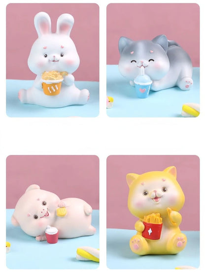 Resin Cartoon Cute Animal Car Ornament Micro Landscape Bonsai Decoration Desktop Creative Trinket Home Accessories Figurines
