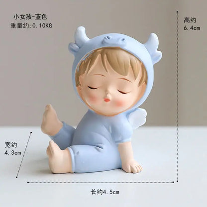Resin Cartoon Cute Baby Car Ornament Micro Landscape Bonsai Decoration Desktop Creative Trinket Home Accessories Figurines