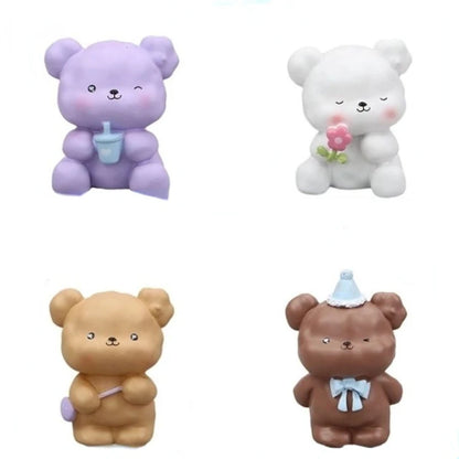 Resin Cartoon Cute Bear Car Ornament Micro Landscape Bonsai Decoration Desktop Creative Trinket Home Accessories Figurines