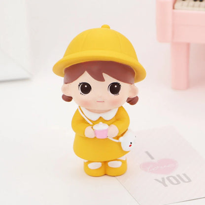 Resin Cartoon Cute Girl Car Ornament Micro Landscape Bonsai Decoration Desktop Creative Trinket Home Accessories Figurines