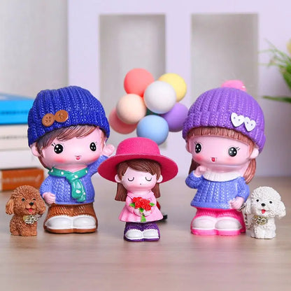 Resin Cartoon Cute Girl and Boys Car Ornament Micro Landscape Bonsai Decoration Desktop Creative Trinket Home Accessories