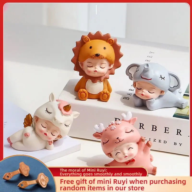 Resin Cartoon Cute Innovative Car Ornament Micro Landscape Bonsai Decoration Desktop Creative Trinket Home Accessories Figurines
