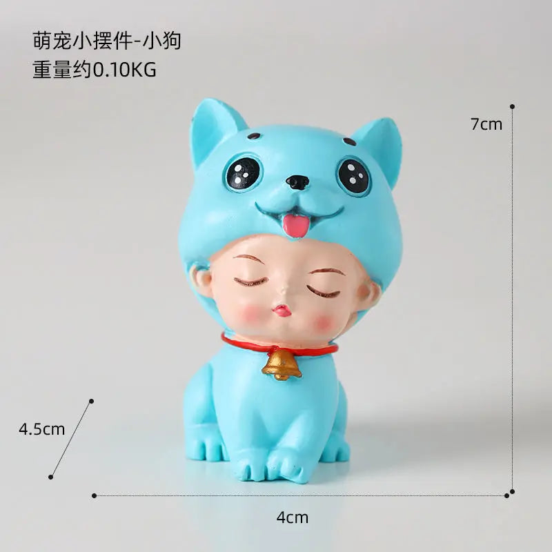 Resin Cartoon Cute Innovative Car Ornament Micro Landscape Bonsai Decoration Desktop Creative Trinket Home Accessories Figurines