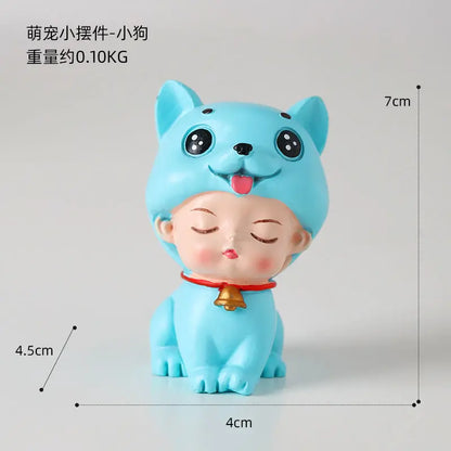 Resin Cartoon Cute Innovative Car Ornament Micro Landscape Bonsai Decoration Desktop Creative Trinket Home Accessories Figurines