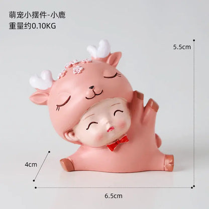 Resin Cartoon Cute Innovative Car Ornament Micro Landscape Bonsai Decoration Desktop Creative Trinket Home Accessories Figurines