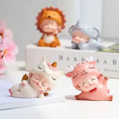 Resin Cartoon Cute Innovative Car Ornament Micro Landscape Bonsai Decoration Desktop Creative Trinket Home Accessories Figurines