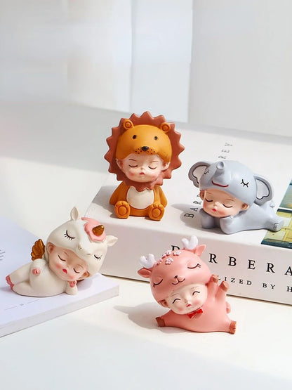 Resin Cartoon Cute Innovative Car Ornament Micro Landscape Bonsai Decoration Desktop Creative Trinket Home Accessories Figurines