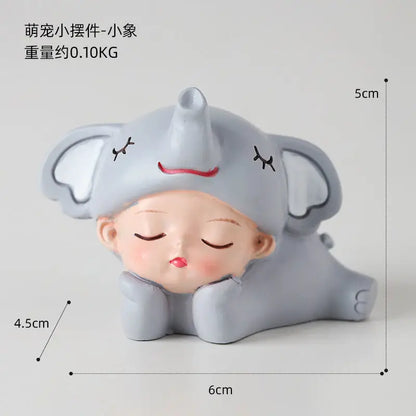 Resin Cartoon Cute Innovative Car Ornament Micro Landscape Bonsai Decoration Desktop Creative Trinket Home Accessories Figurines