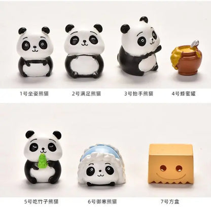 Resin Cartoon Cute Panda Car Ornaments Micro Landscape Bonsai Decoration Desktop Creative Trinket Home Accessories Figurines