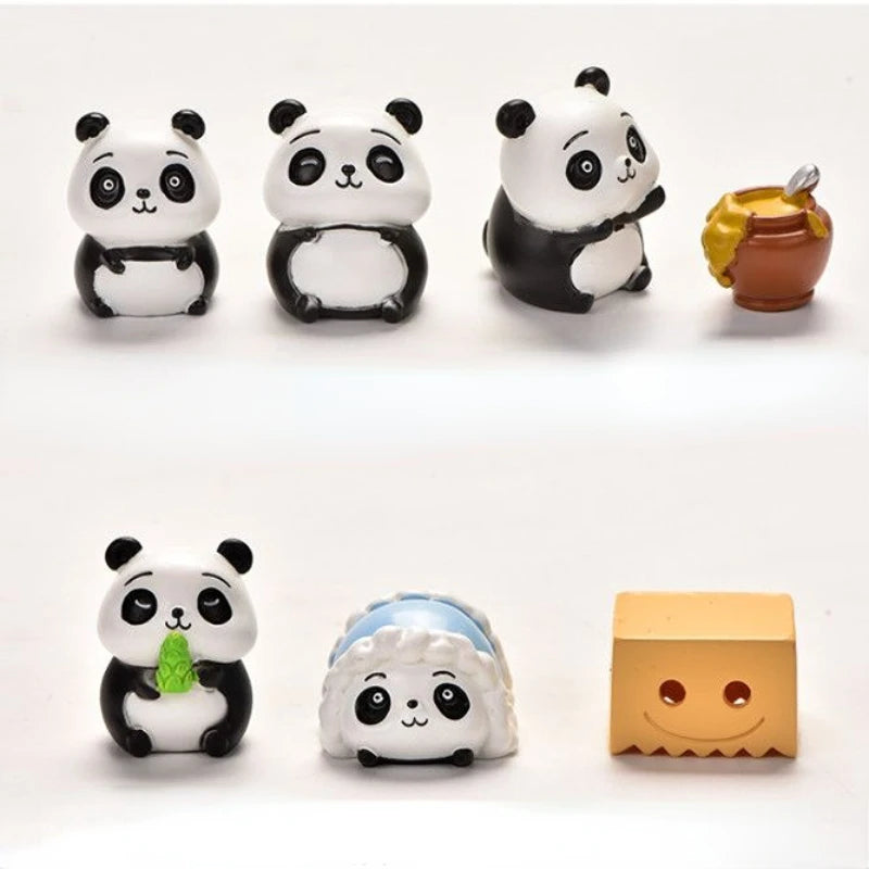 Resin Cartoon Cute Panda Car Ornaments Micro Landscape Bonsai Decoration Desktop Creative Trinket Home Accessories Figurines