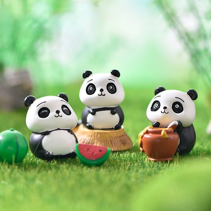 Resin Cartoon Cute Panda Car Ornaments Micro Landscape Bonsai Decoration Desktop Creative Trinket Home Accessories Figurines