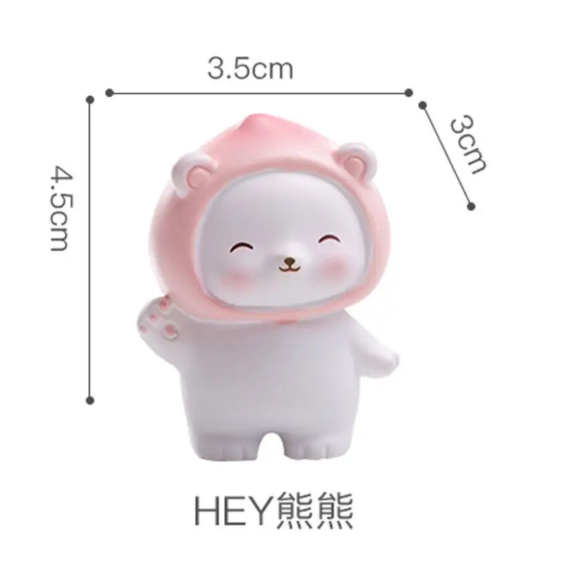 Resin Cartoon Cute Peach Bear Car Ornament Micro Landscape Bonsai Decoration Desktop Creative Trinket Home Accessories Figurines