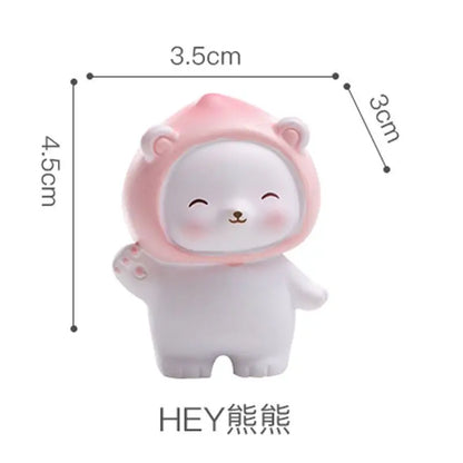 Resin Cartoon Cute Peach Bear Car Ornament Micro Landscape Bonsai Decoration Desktop Creative Trinket Home Accessories Figurines
