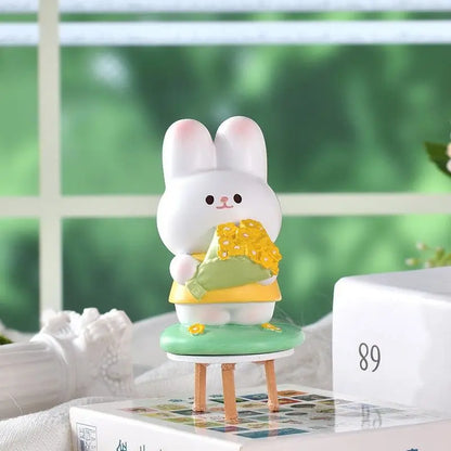 Resin Cartoon Cute Pig Rabbit Car Ornament Micro Landscape Bonsai Decoration Desktop Creative Trinket Home Accessories Figurines