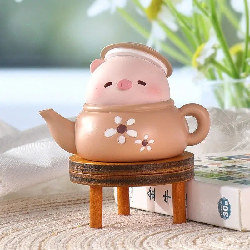 Resin Cartoon Cute Pig Rabbit Car Ornament Micro Landscape Bonsai Decoration Desktop Creative Trinket Home Accessories Figurines