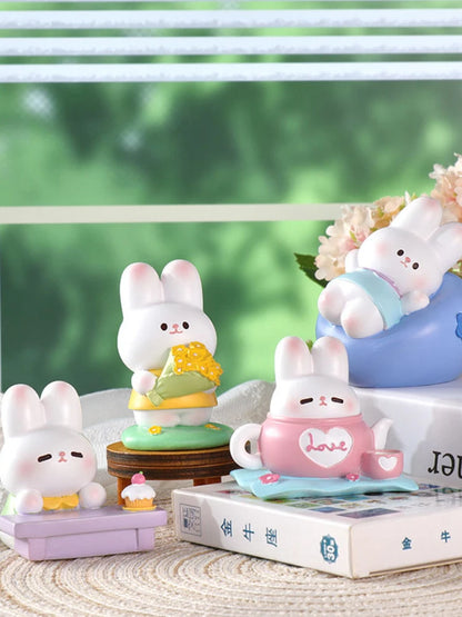 Resin Cartoon Cute Pig Rabbit Car Ornament Micro Landscape Bonsai Decoration Desktop Creative Trinket Home Accessories Figurines