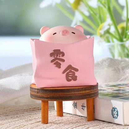 Resin Cartoon Cute Pig Rabbit Car Ornament Micro Landscape Bonsai Decoration Desktop Creative Trinket Home Accessories Figurines