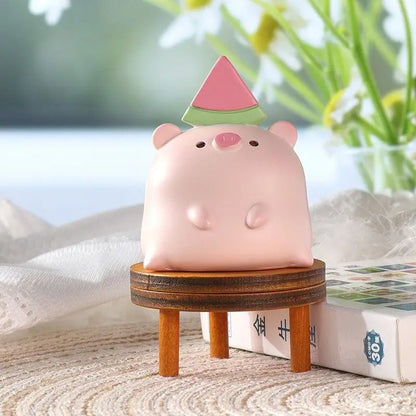 Resin Cartoon Cute Pig Rabbit Car Ornament Micro Landscape Bonsai Decoration Desktop Creative Trinket Home Accessories Figurines
