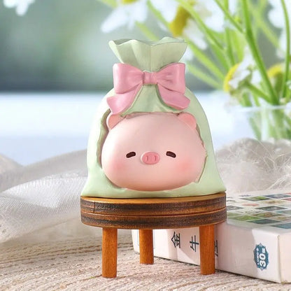 Resin Cartoon Cute Pig Rabbit Car Ornament Micro Landscape Bonsai Decoration Desktop Creative Trinket Home Accessories Figurines