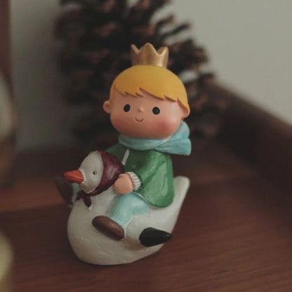 Resin Cartoon Cute Princekin Car Ornament Micro Landscape Bonsai Decoration Desktop Creative Trinket Home Accessories Figurines