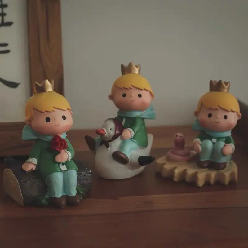 Resin Cartoon Cute Princekin Car Ornament Micro Landscape Bonsai Decoration Desktop Creative Trinket Home Accessories Figurines