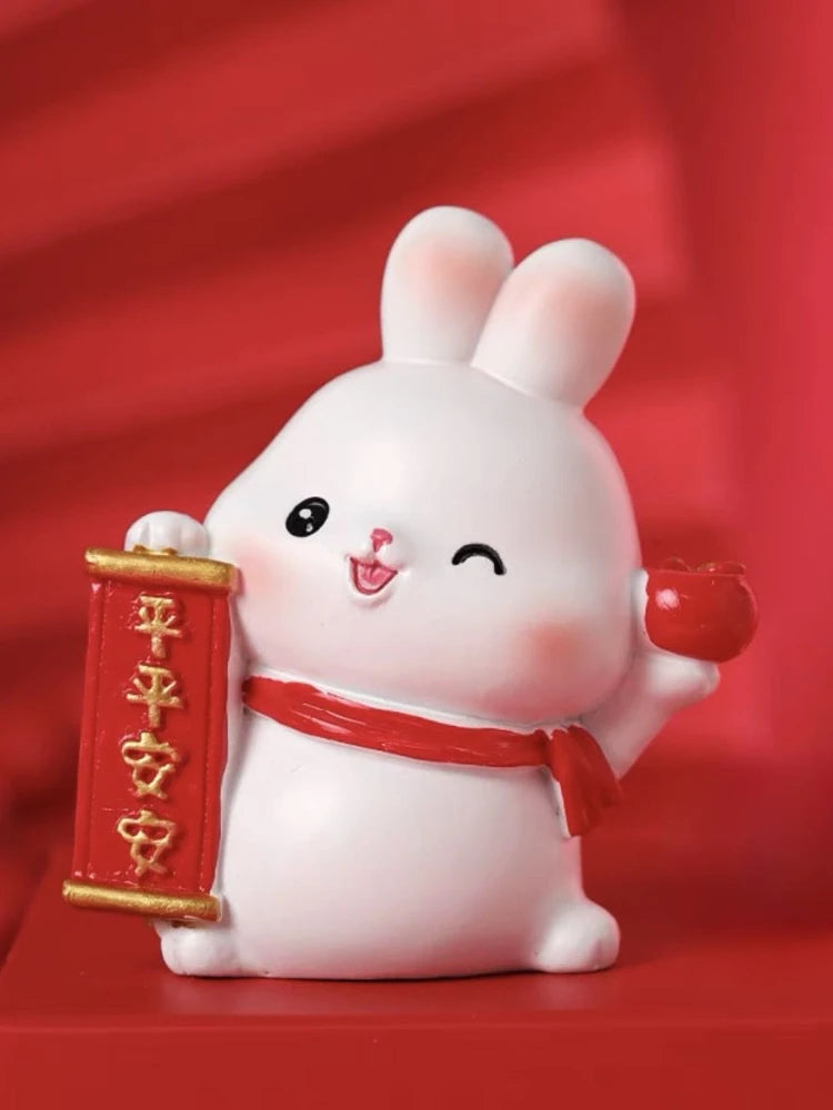 Resin Cartoon Cute Rabbit Car Ornament Micro Landscape Bonsai Decoration Desktop Creative Trinket Home Accessories Figurines