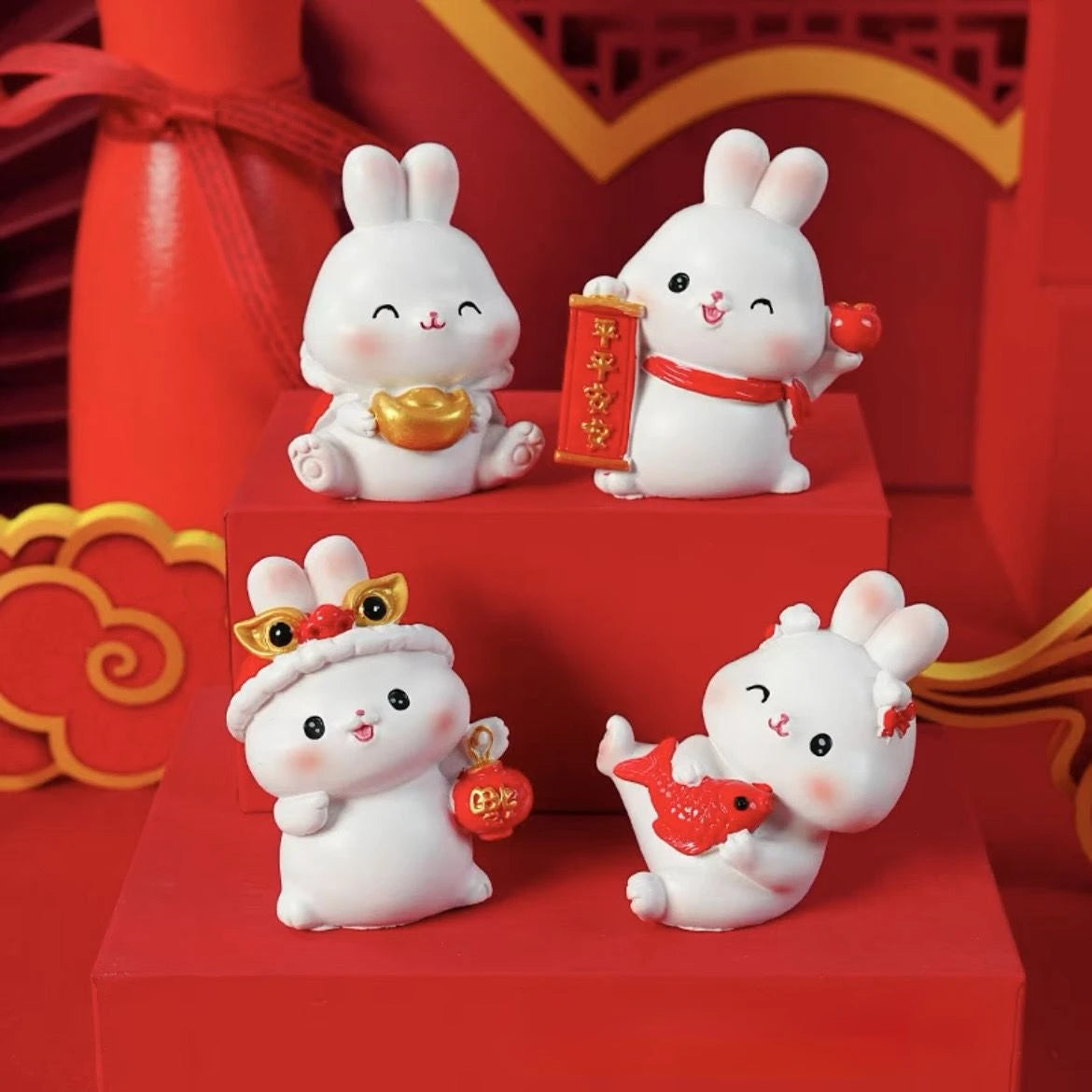 Resin Cartoon Cute Rabbit Car Ornament Micro Landscape Bonsai Decoration Desktop Creative Trinket Home Accessories Figurines