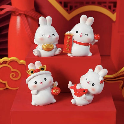 Resin Cartoon Cute Rabbit Car Ornament Micro Landscape Bonsai Decoration Desktop Creative Trinket Home Accessories Figurines