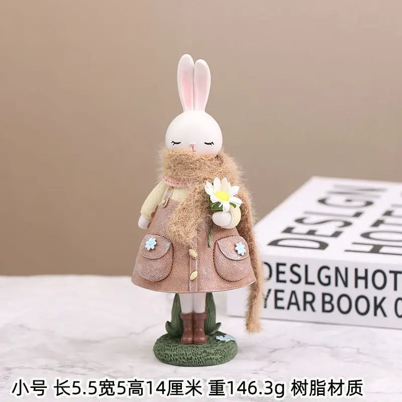 Resin Cartoon Cute Rabbit Car Ornament Micro Landscape Bonsai Decoration Desktop Creative Trinket Home Accessories Figurines