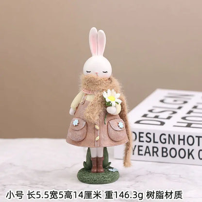 Resin Cartoon Cute Rabbit Car Ornament Micro Landscape Bonsai Decoration Desktop Creative Trinket Home Accessories Figurines