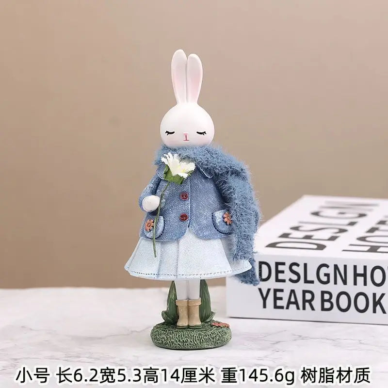 Resin Cartoon Cute Rabbit Car Ornament Micro Landscape Bonsai Decoration Desktop Creative Trinket Home Accessories Figurines