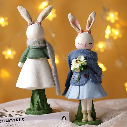 Resin Cartoon Cute Rabbit Car Ornament Micro Landscape Bonsai Decoration Desktop Creative Trinket Home Accessories Figurines