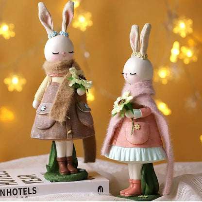 Resin Cartoon Cute Rabbit Car Ornament Micro Landscape Bonsai Decoration Desktop Creative Trinket Home Accessories Figurines