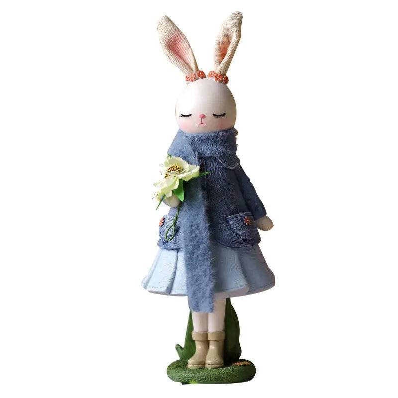 Resin Cartoon Cute Rabbit Car Ornament Micro Landscape Bonsai Decoration Desktop Creative Trinket Home Accessories Figurines