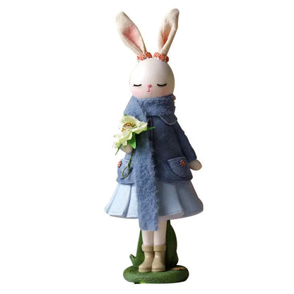 Resin Cartoon Cute Rabbit Car Ornament Micro Landscape Bonsai Decoration Desktop Creative Trinket Home Accessories Figurines