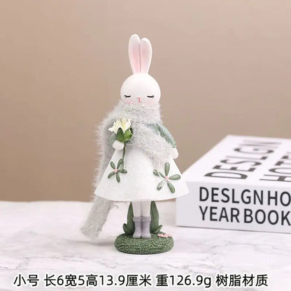 Resin Cartoon Cute Rabbit Car Ornament Micro Landscape Bonsai Decoration Desktop Creative Trinket Home Accessories Figurines