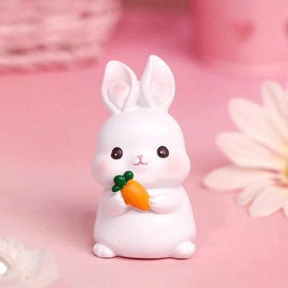 Resin Cartoon Cute Rabbit Car Ornament Micro Landscape Bonsai Decoration Desktop Creative Trinket Home Accessories Figurines