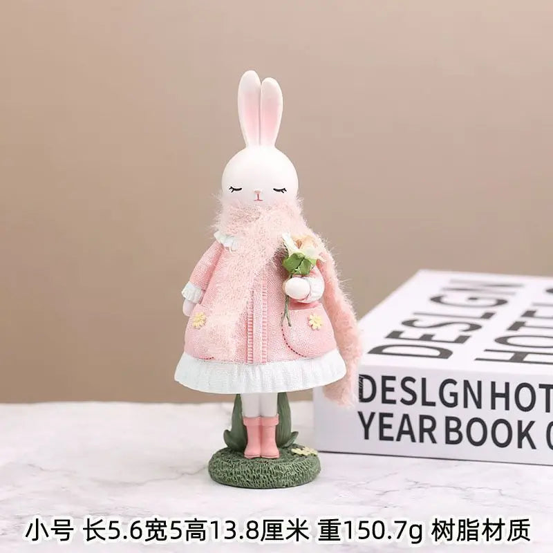 Resin Cartoon Cute Rabbit Car Ornament Micro Landscape Bonsai Decoration Desktop Creative Trinket Home Accessories Figurines