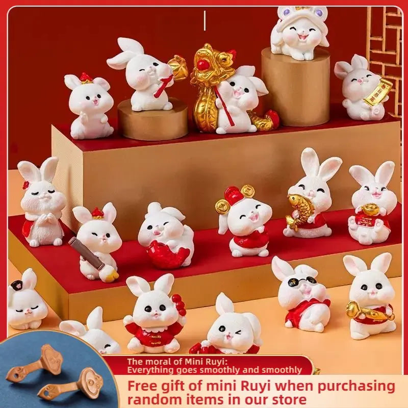 Resin Cartoon Cute Rabbit Car Ornaments Micro Landscape Bonsai Decoration Desktop Creative Trinket Home Accessories Figurines