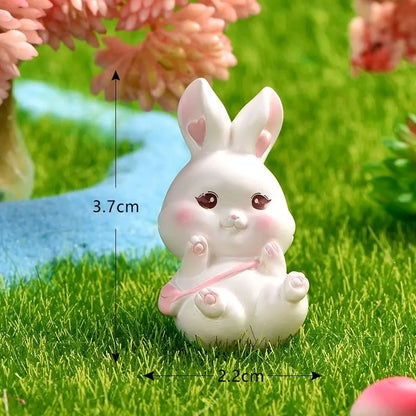 Resin Cartoon Cute Rabbit Car Ornaments Micro Landscape Bonsai Decoration Desktop Creative Trinket Home Accessories Figurines