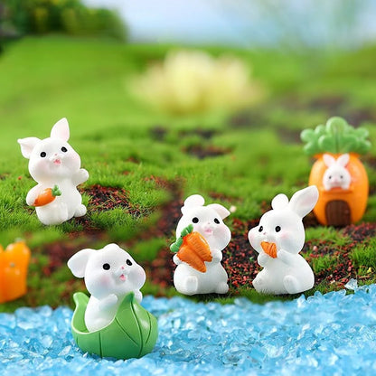 Resin Cartoon Cute Rabbit Car Ornaments Micro Landscape Bonsai Decoration Desktop Creative Trinket Home Accessories Figurines