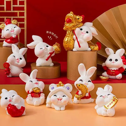 Resin Cartoon Cute Rabbit Car Ornaments Micro Landscape Bonsai Decoration Desktop Creative Trinket Home Accessories Figurines