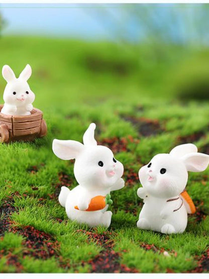 Resin Cartoon Cute Rabbit Car Ornaments Micro Landscape Bonsai Decoration Desktop Creative Trinket Home Accessories Figurines