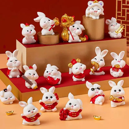 Resin Cartoon Cute Rabbit Car Ornaments Micro Landscape Bonsai Decoration Desktop Creative Trinket Home Accessories Figurines