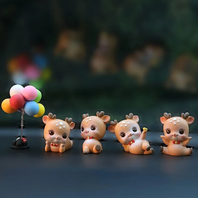 Resin Cartoon Cute Sika Deer Car Ornament Micro Landscape Bonsai Decoration Desktop Creative Trinket Home Accessories Figurines