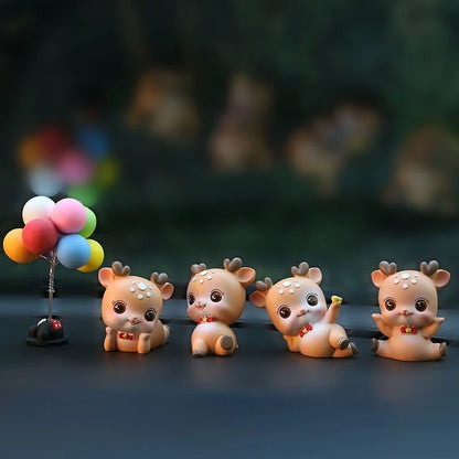 Resin Cartoon Cute Sika Deer Car Ornament Micro Landscape Bonsai Decoration Desktop Creative Trinket Home Accessories Figurines