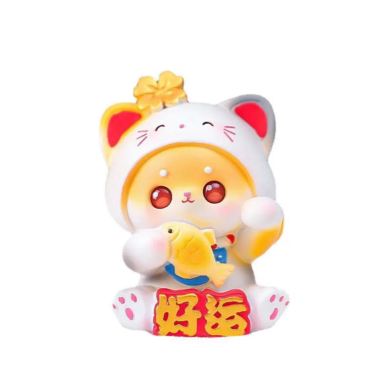 Resin Cartoon Fortune Cat Car Ornament Micro Landscape Bonsai Decoration Desktop Creative Trinket Home Accessories Figurines