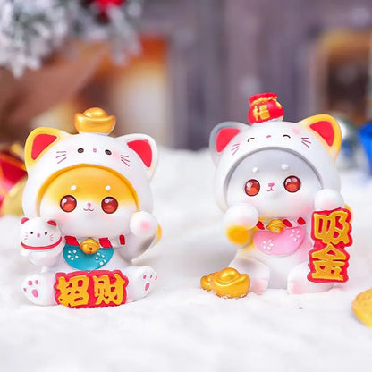 Resin Cartoon Fortune Cat Car Ornament Micro Landscape Bonsai Decoration Desktop Creative Trinket Home Accessories Figurines
