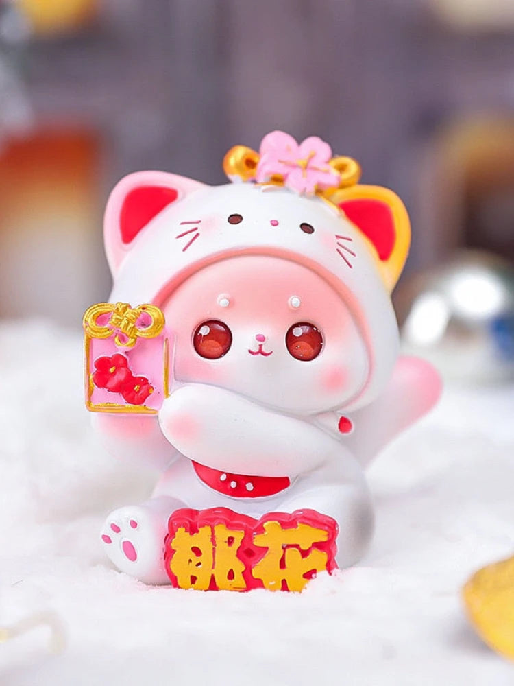 Resin Cartoon Fortune Cat Car Ornament Micro Landscape Bonsai Decoration Desktop Creative Trinket Home Accessories Figurines