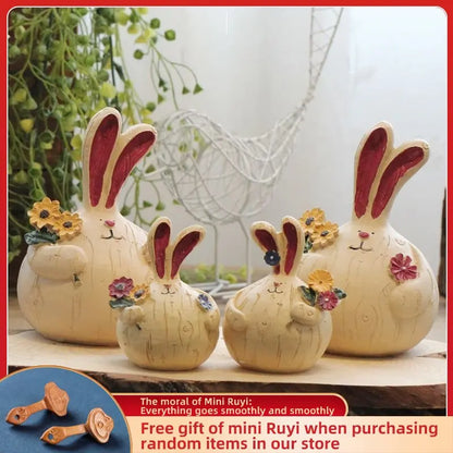 Resin Cartoon Garlic Rabbit Car Ornament Micro Landscape Bonsai Decoration Desktop Creative Trinket Home Accessories Figurines